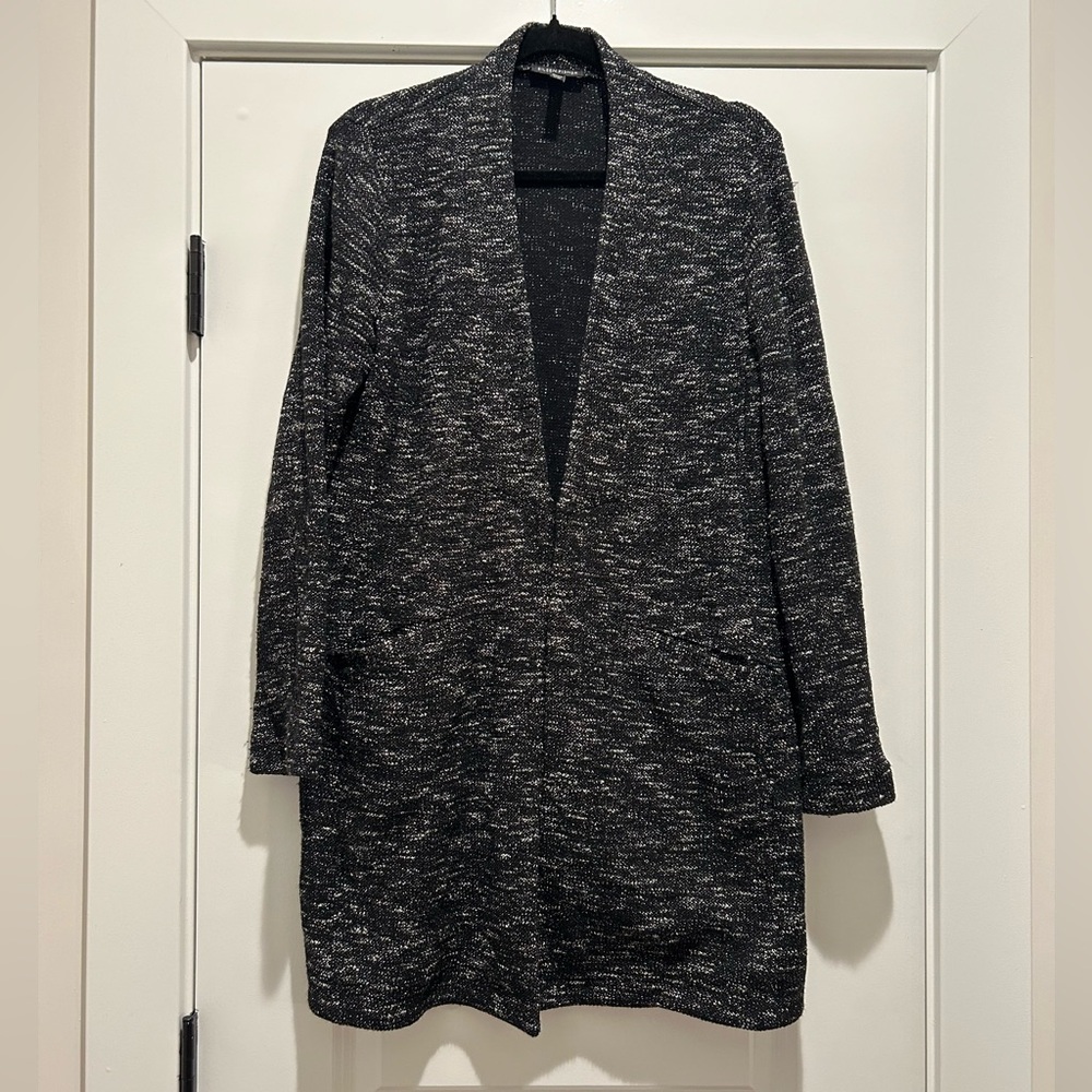 Eileen Fisher Micro Tweed Knit Open Front Jacket L